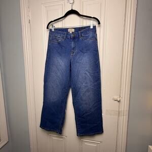 QVC LOGO by Lori Goldstein Regular Wide-Leg Crop Womens 4 Blue Medium Wash NWOT